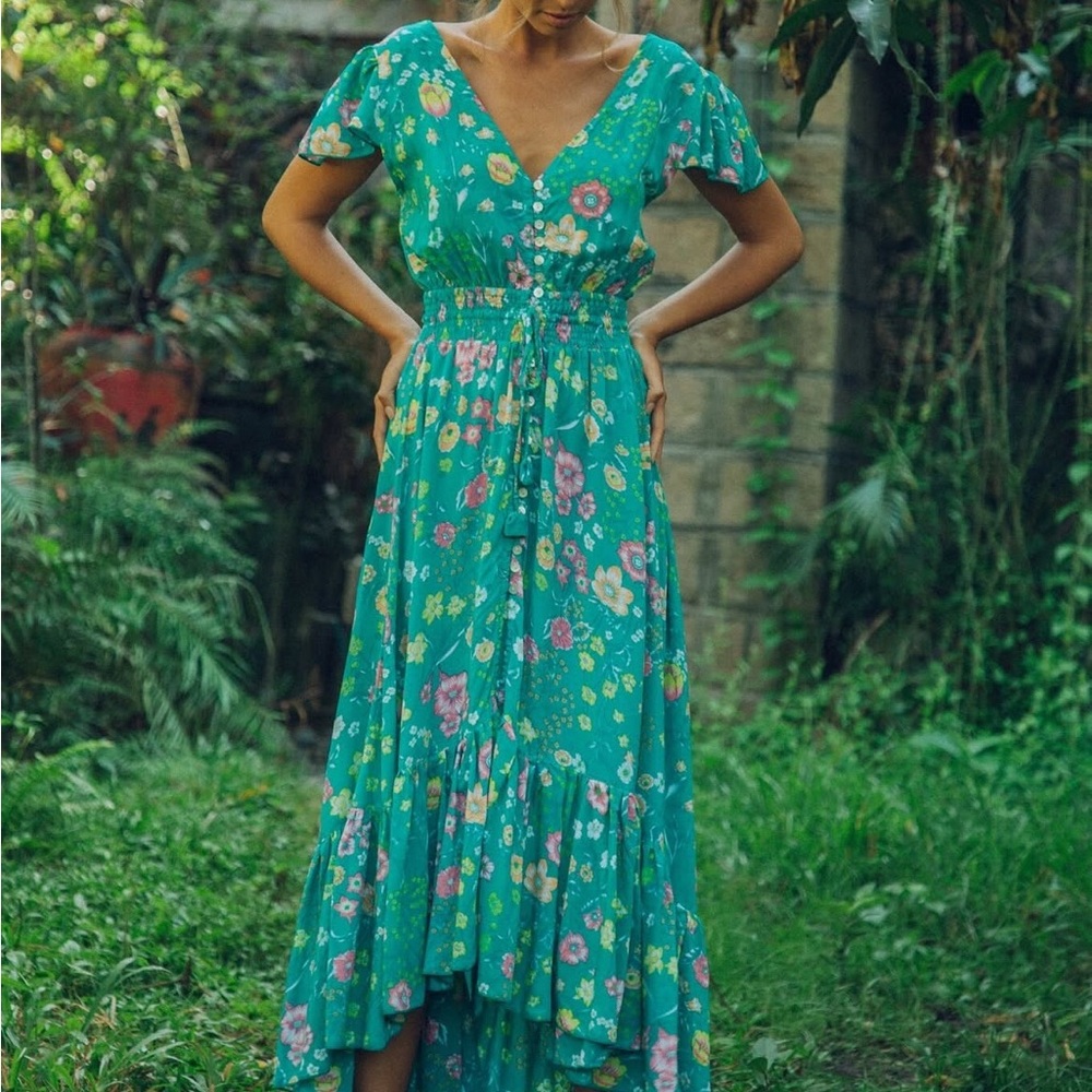 Floral Green Maxi Dress